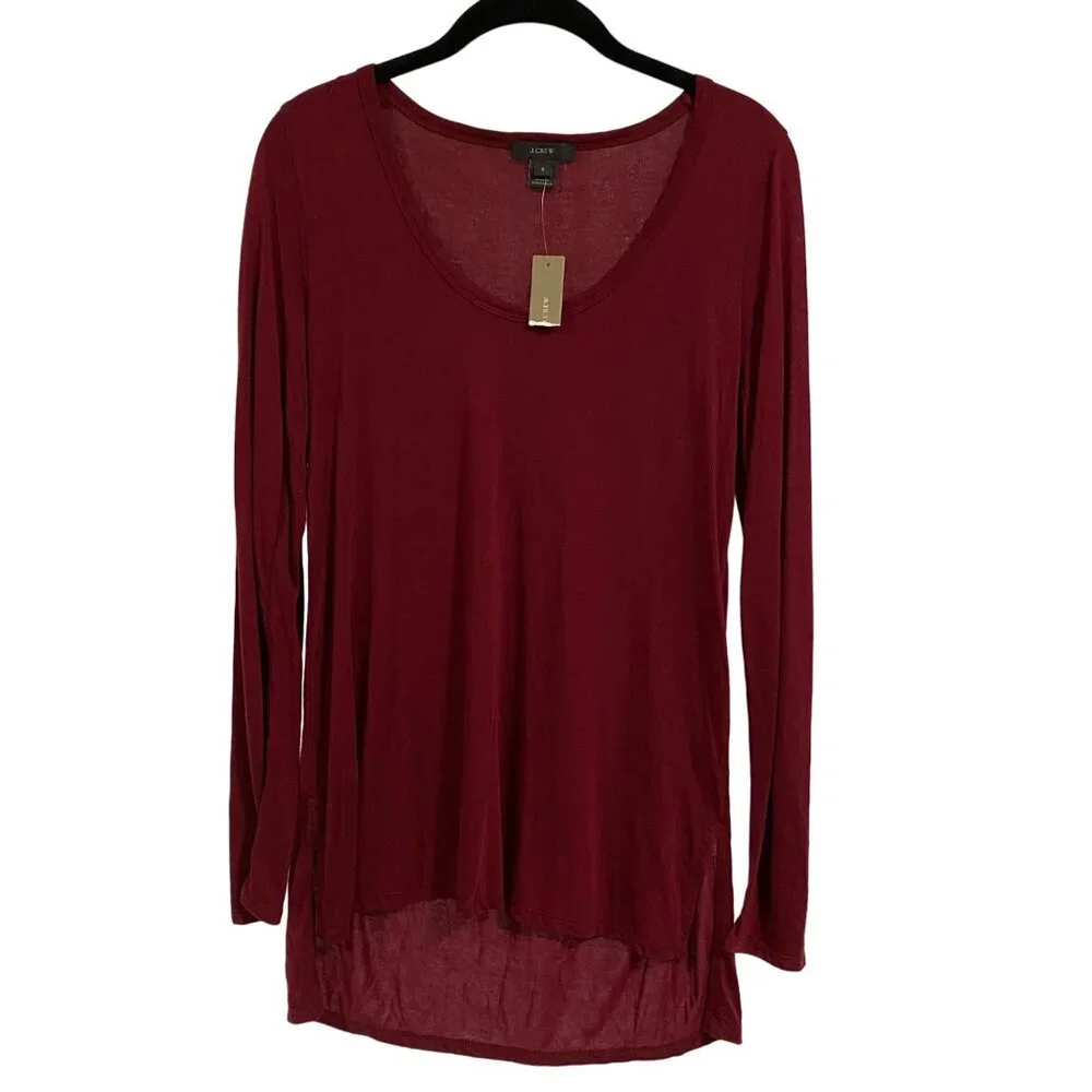 J. Crew Burgundy Scoop Neck High-Low‎ Tunic Top NWT Size S